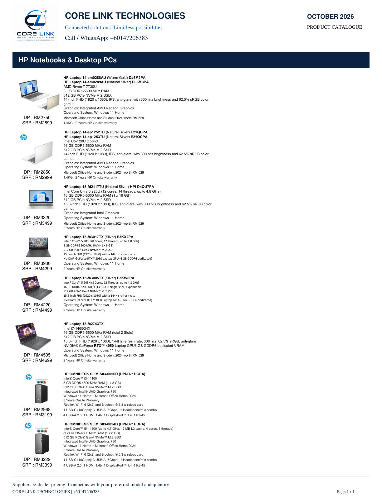 HP notebooks & PCs · Page 1